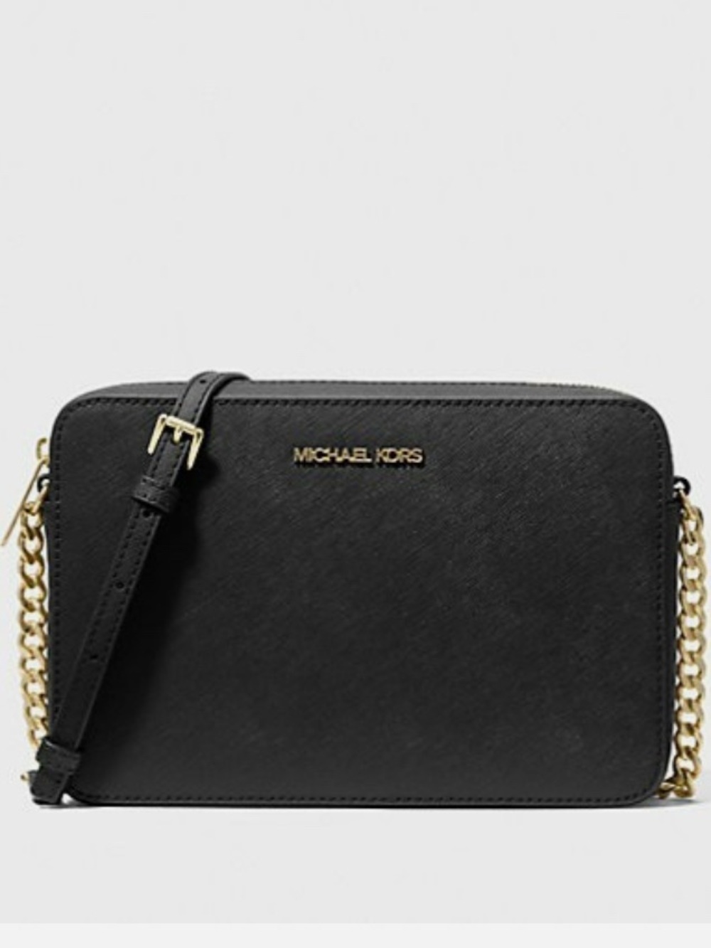 NWT Michael Kors Jet Set Large Saffiano Leather Crossbody Bag Black